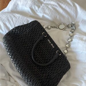 Miu Miu Black Woven Mattelasse Bag